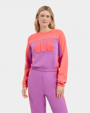 Ugg Aryia Cropped Pullover Blocked Blast Dam Korall | XD3682901