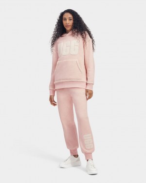 Ugg Daylin Bonded Fleece Logo Sweatpants Dam Rosa Vita | UV7021489