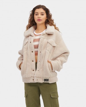 Ugg Frankie Sherpa Trucker Jacka Dam Beige | YB2509764