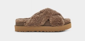 Ugg Fuzz Sugar Cross Badtofflor Dam Choklad | KN4960215