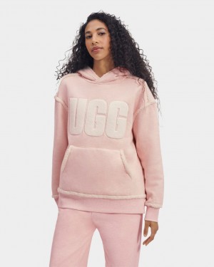 Ugg Joanne B Fleece Logo Hoodie Dam Rosa Vita | DO2590163