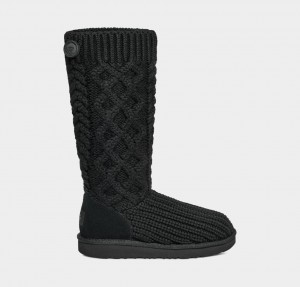 Ugg Klassiska Cardi Cabled Knit Stövlar Barn Svarta | JW6084132