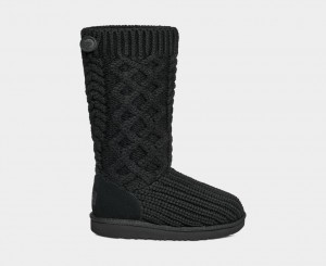 Ugg Klassiska Cardi Cabled Knit Stövlar Barn Svarta | JO6125804