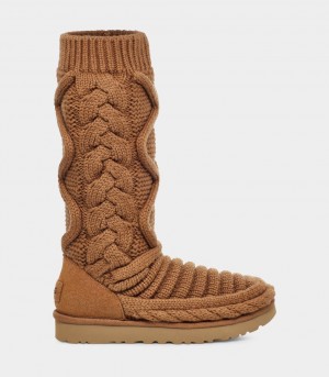 Ugg Klassiska Höga Tjock Knit Stövlar Dam Bruna | NP5709341