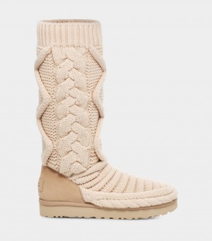 Ugg Klassiska Höga Tjock Knit Stövlar Dam Beige | VB1526930