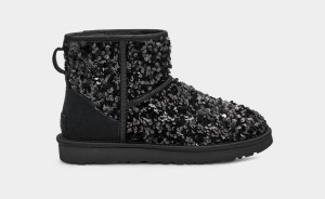 Ugg Klassiska Mini Tjock Sequin Stövlar Dam Svarta | BD6593201