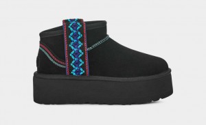 Ugg Klassiska Ultra Mini Braid Platåstövlar Dam Svarta | HY4325809