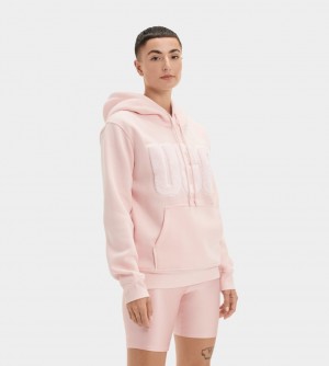 Ugg Rey Fuzzy Logo Hoodie Dam Rosa | RM3297068