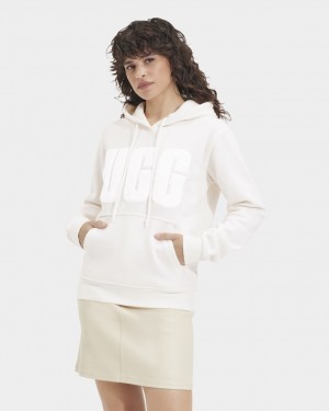 Ugg Rey Fuzzy Logo Hoodie Dam Vita | NZ2893170