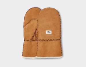 Ugg Sheepskin Mitten with Stitch Handskar Barn Bruna | QC0268413