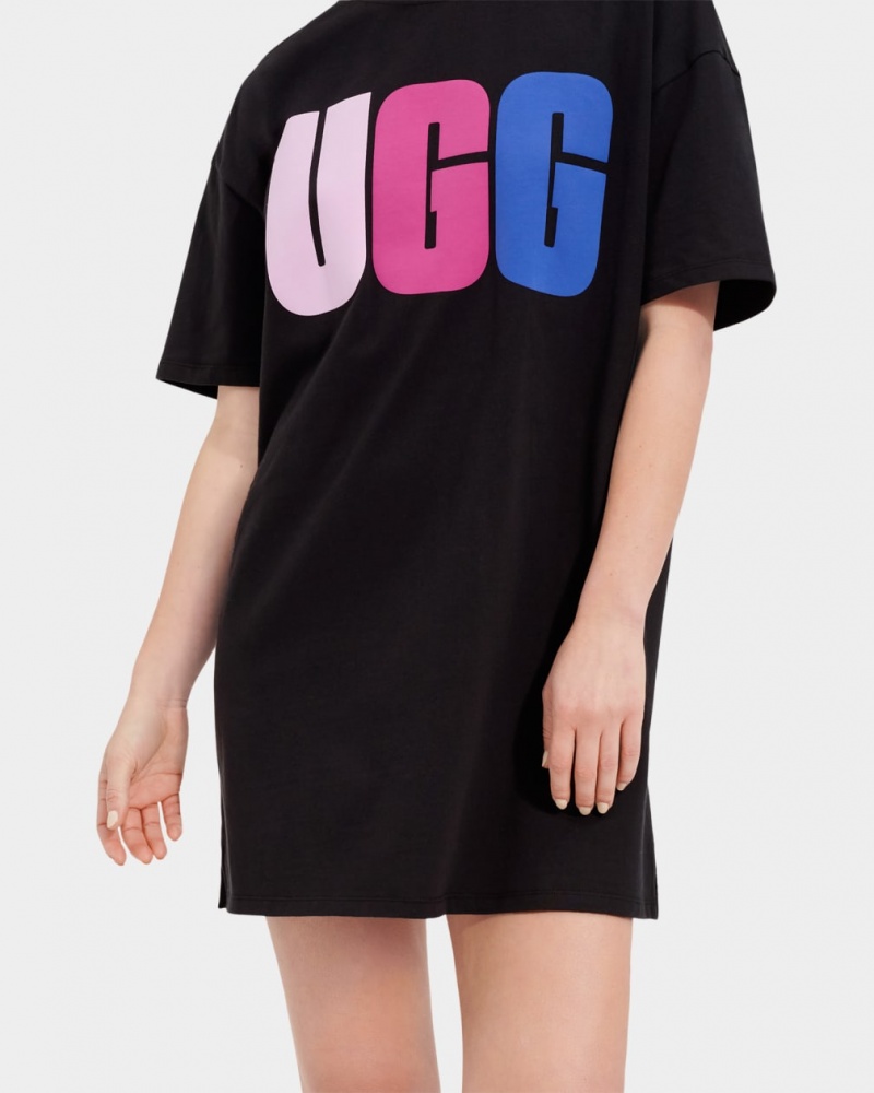 Ugg Alayah Logo T-Shirt Klänning Dam Svarta | HX2478935