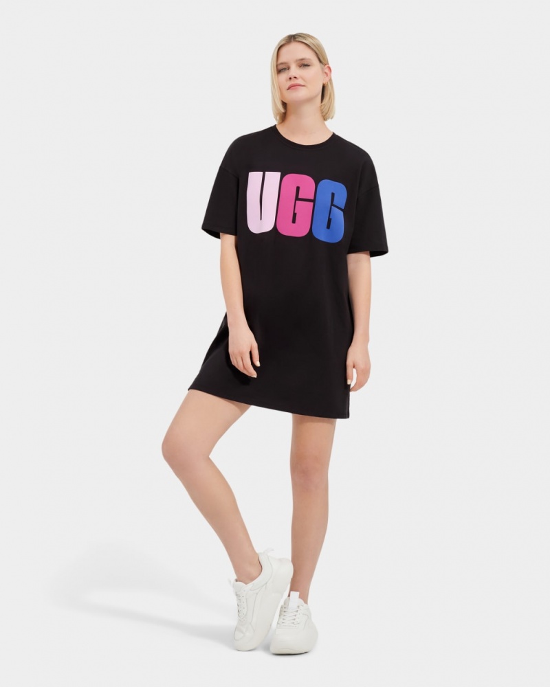 Ugg Alayah Logo T-Shirt Klänning Dam Svarta | HX2478935