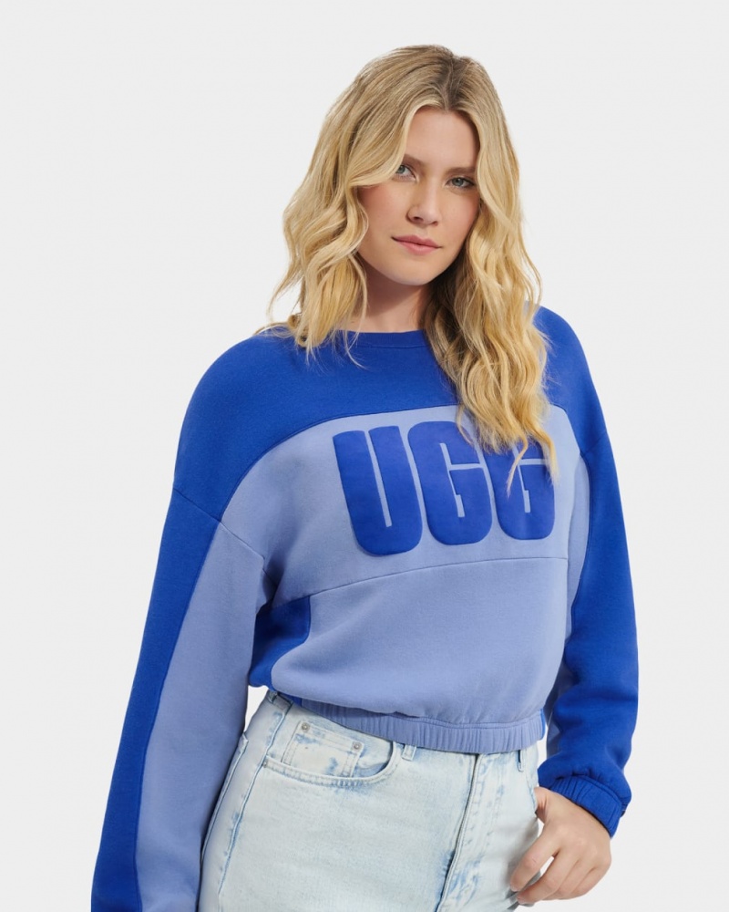 Ugg Aryia Cropped Pullover Blocked Blast Dam Blå | LM7031892