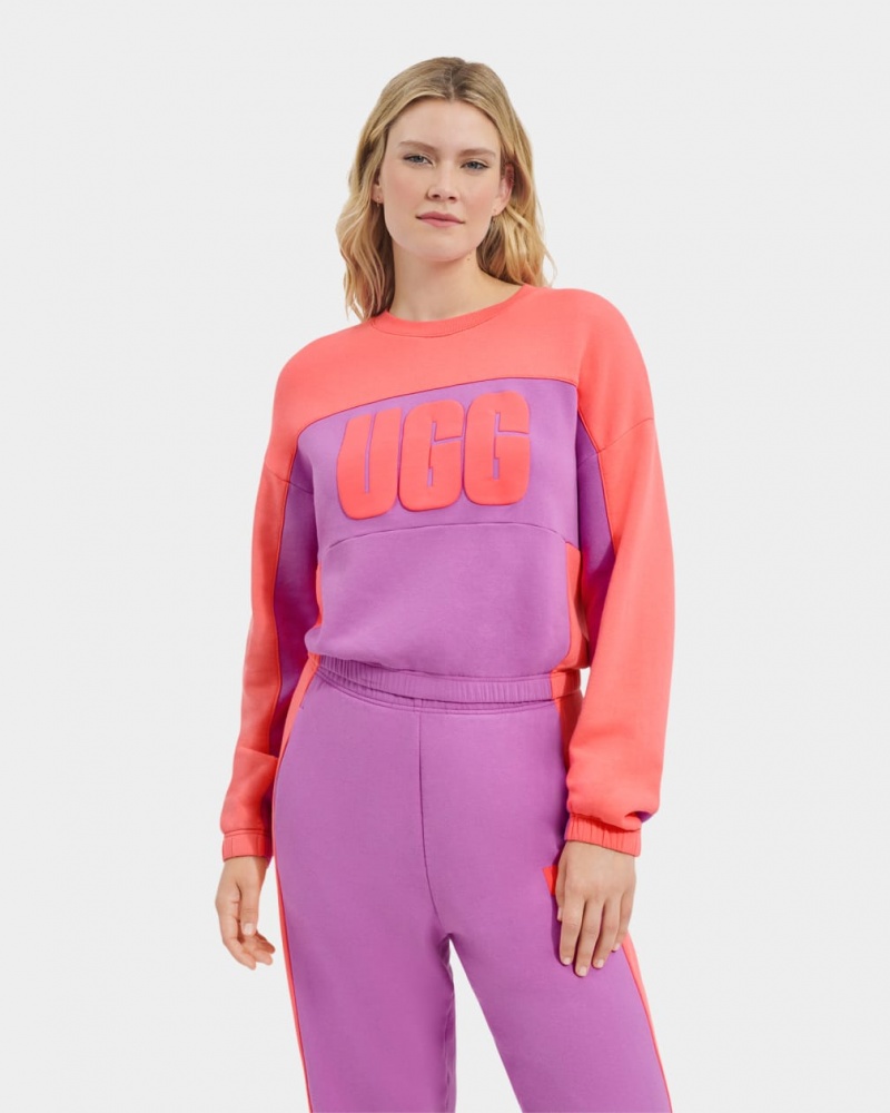 Ugg Aryia Cropped Pullover Blocked Sweatshirt Dam Korall | BN8049651