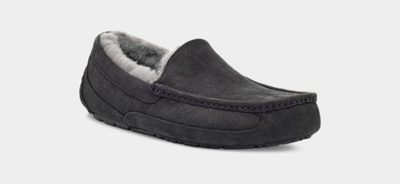 Ugg Ascot Matte Läder Tofflor Herr Svarta | SH6203198