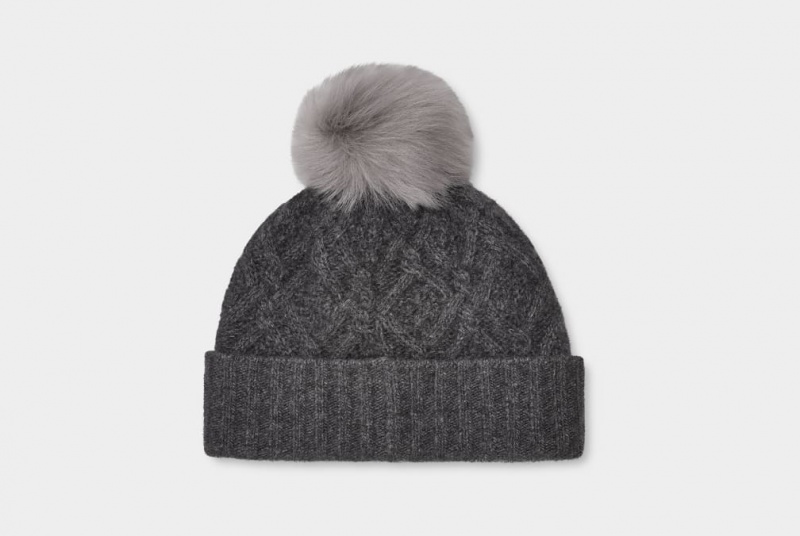 Ugg Desmond Cable Knit Pom Hatt Dam Grå | ZI8071695