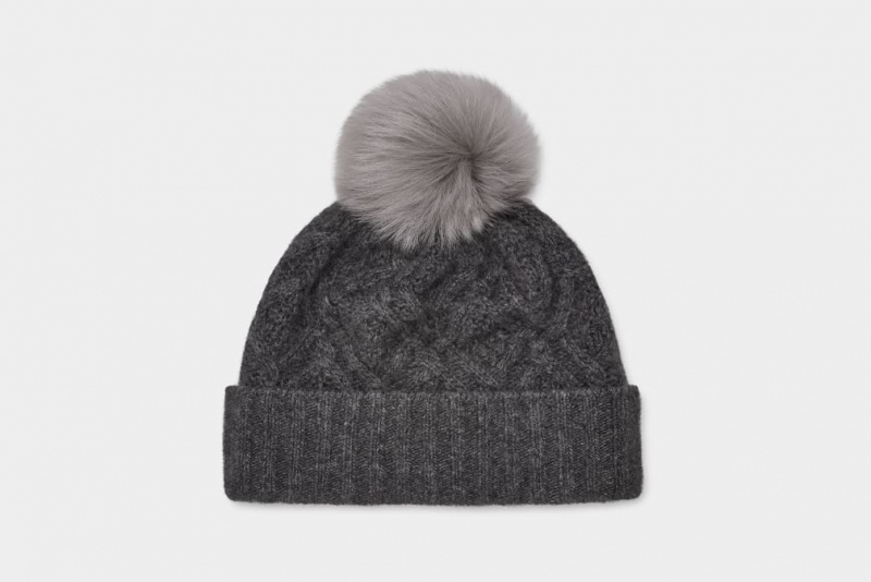 Ugg Desmond Cable Knit Pom Hatt Dam Grå | ZI8071695