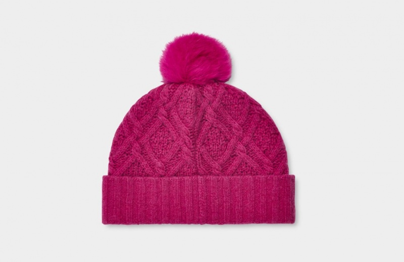 Ugg Desmond Cable Knit Pom Hatt Dam Röda | VH6501927