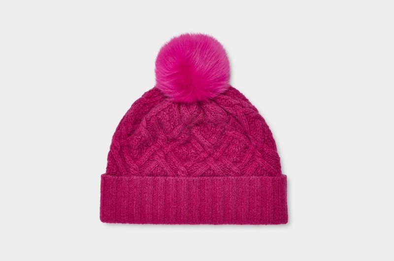 Ugg Desmond Cable Knit Pom Hatt Dam Röda | VH6501927