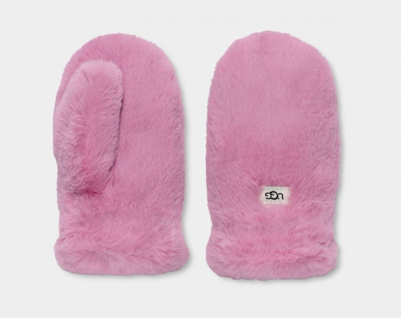 Ugg Faux Fur Mitten Handskar Barn Rosa | XU5196784