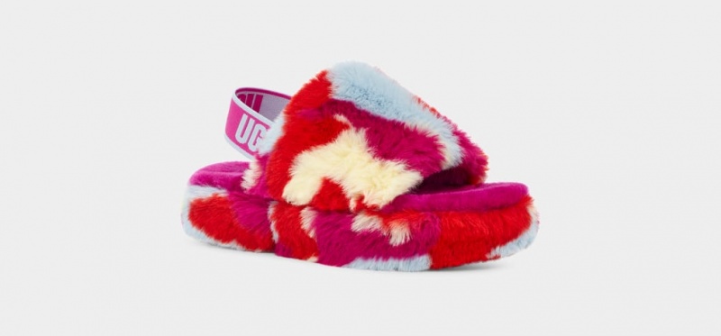 Ugg Fluff Yeah Camopop Tofflor Barn Röda | JG7468915