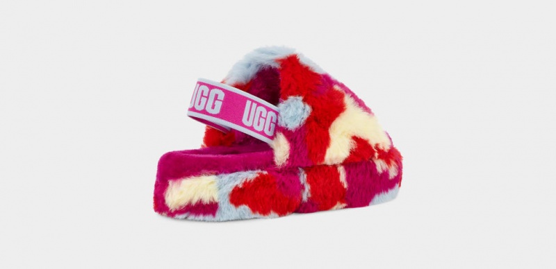 Ugg Fluff Yeah Camopop Tofflor Barn Röda | JG7468915