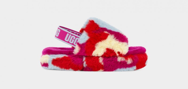 Ugg Fluff Yeah Camopop Tofflor Barn Röda | JG7468915