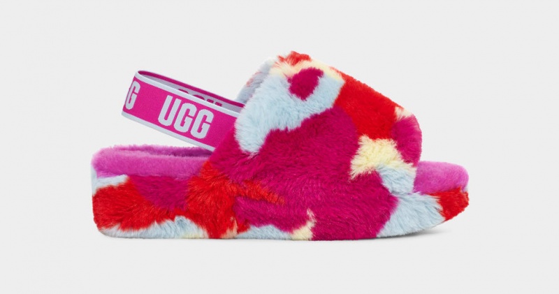 Ugg Fluff Yeah Camopop Tofflor Dam Röda | ZP1352647