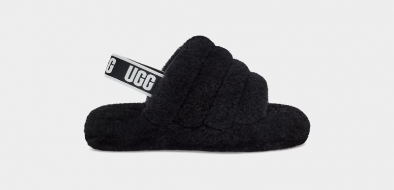 Ugg Fluff Yeah Tofflor Barn Svarta | ND0892357