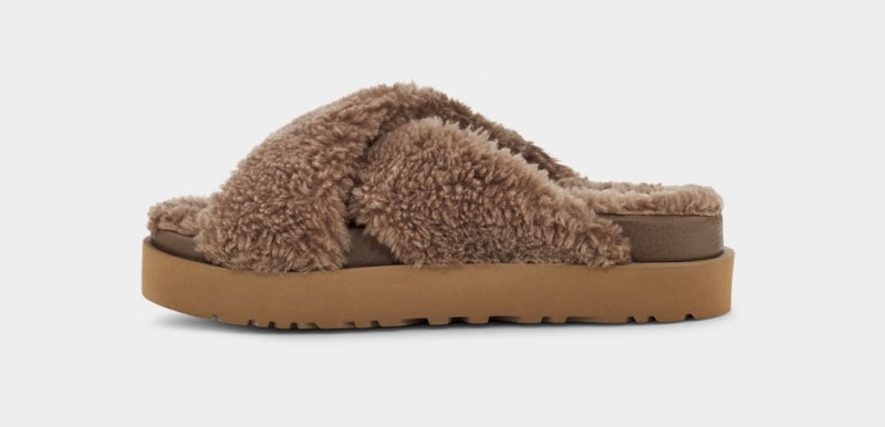 Ugg Fuzz Sugar Cross Badtofflor Dam Choklad | KN4960215