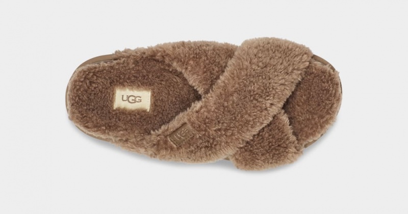 Ugg Fuzz Sugar Cross Badtofflor Dam Choklad | KN4960215