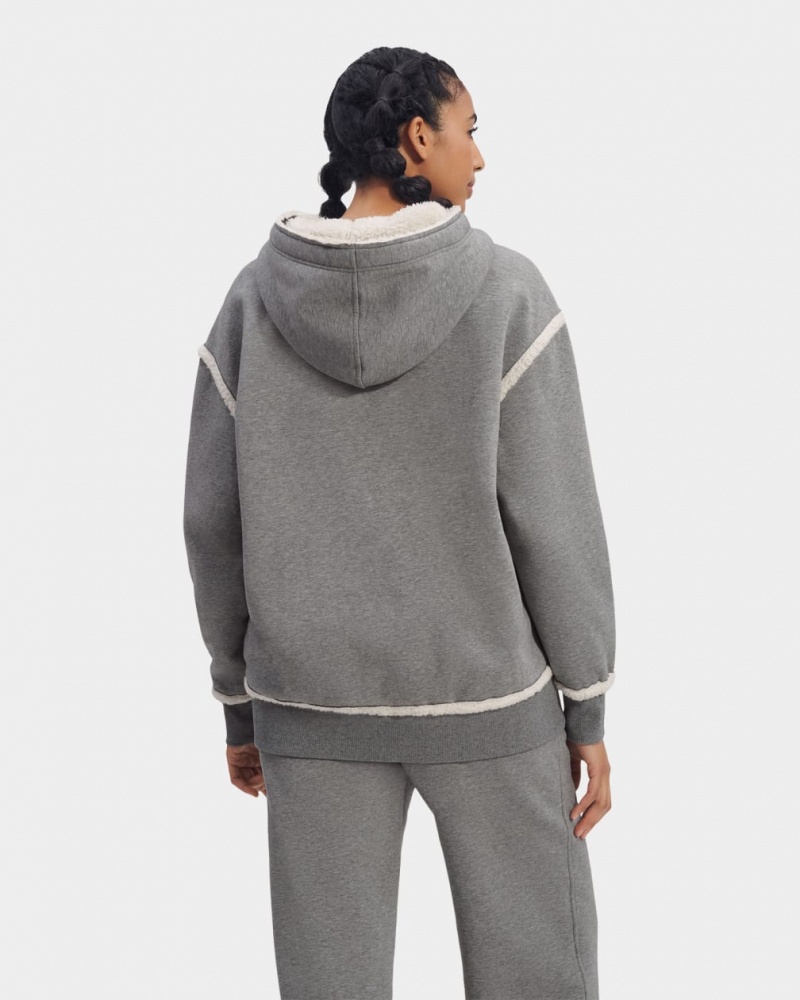 Ugg Joanne B Fleece Logo Hoodie Dam Grå | AI4592836