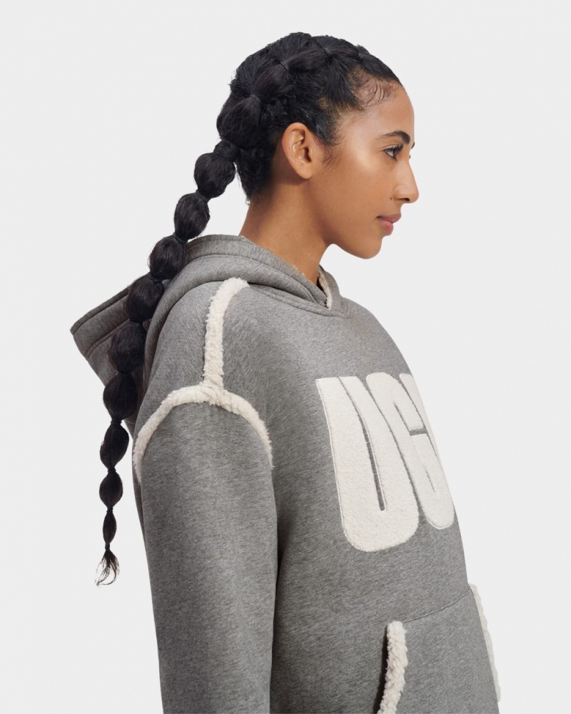 Ugg Joanne B Fleece Logo Hoodie Dam Grå | AI4592836