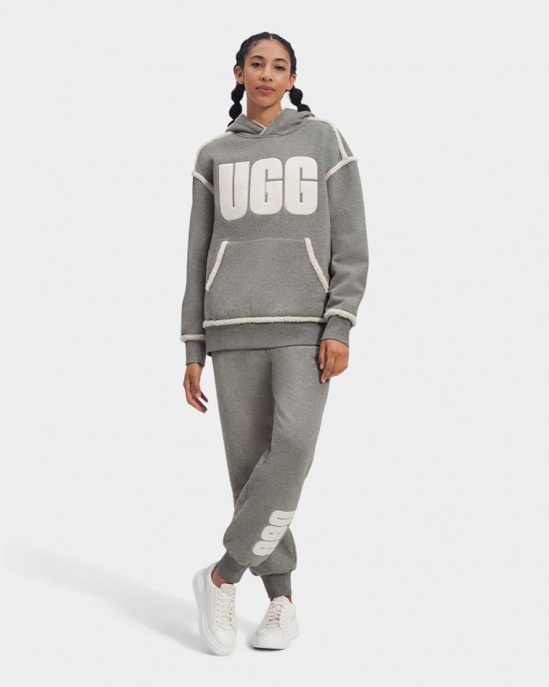 Ugg Joanne B Fleece Logo Hoodie Dam Grå | AI4592836