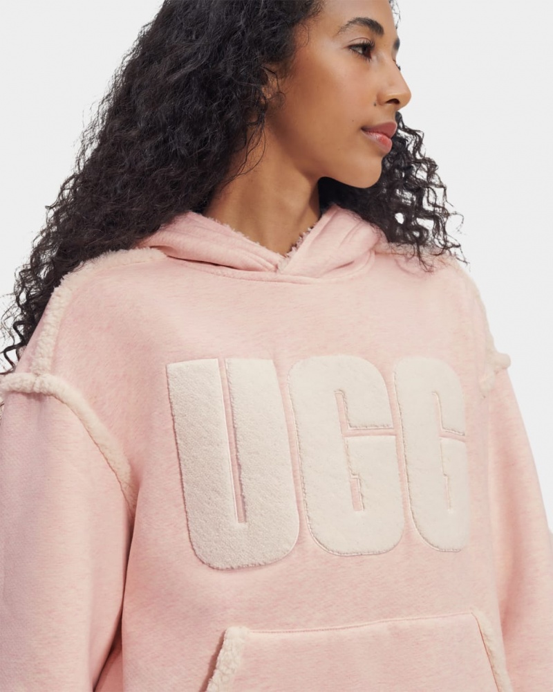 Ugg Joanne B Fleece Logo Hoodie Dam Rosa Vita | DO2590163