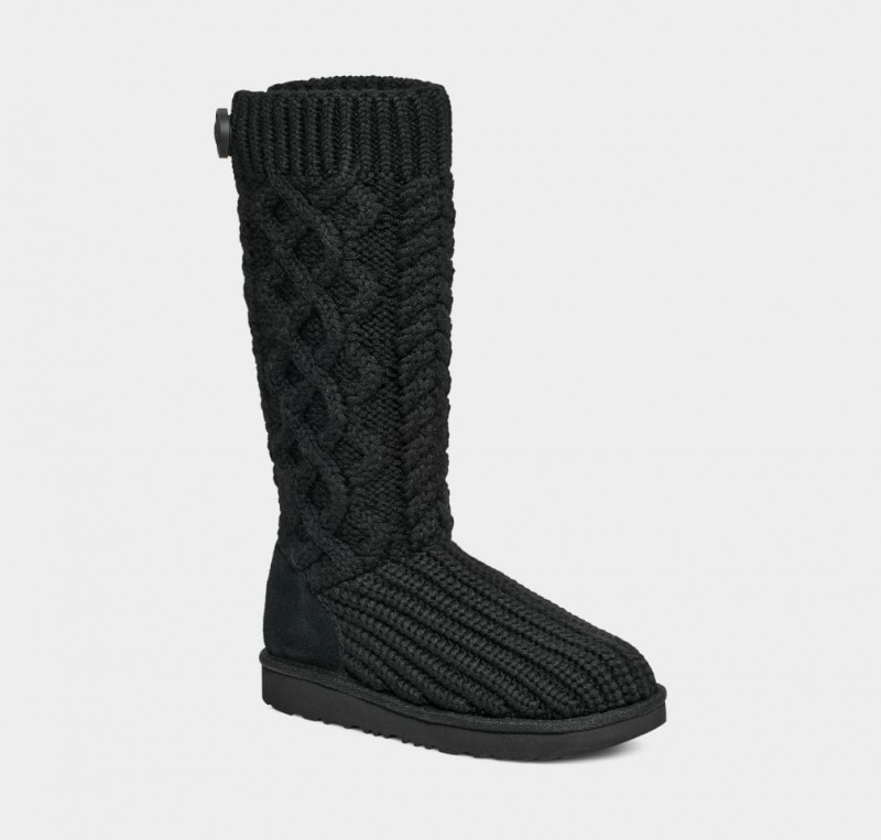 Ugg Klassiska Cardi Cabled Knit Stövlar Barn Svarta | JW6084132