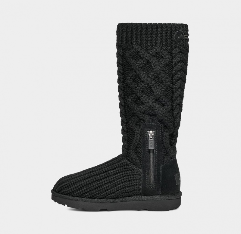 Ugg Klassiska Cardi Cabled Knit Stövlar Barn Svarta | JW6084132