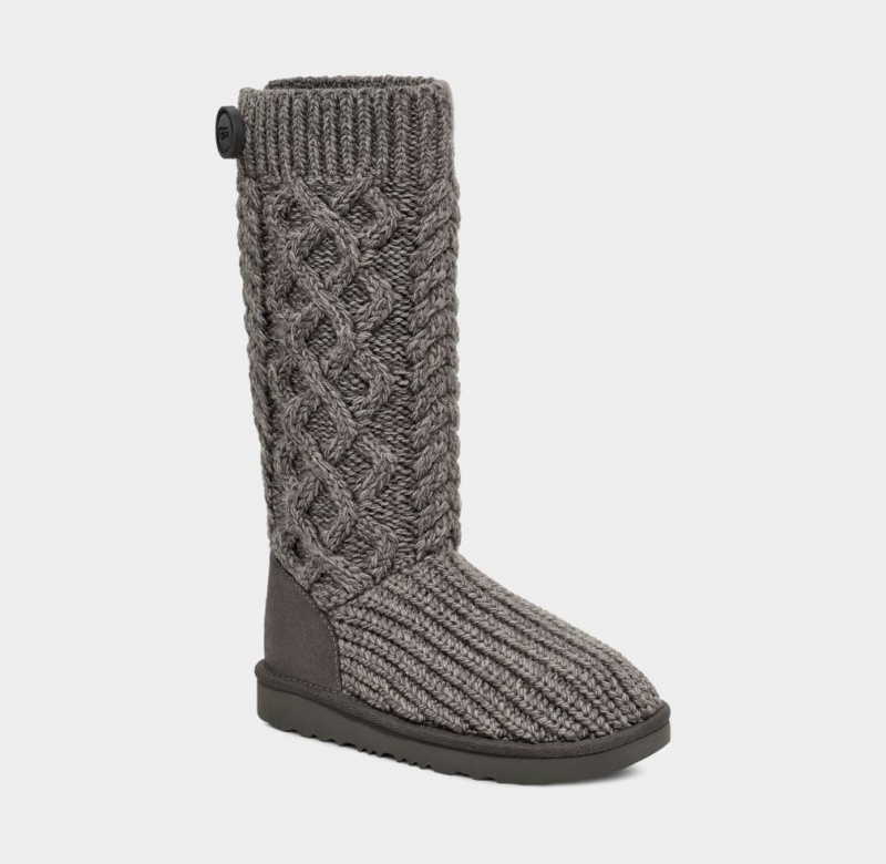 Ugg Klassiska Cardi Cabled Knit Stövlar Barn Grå | HD6529401