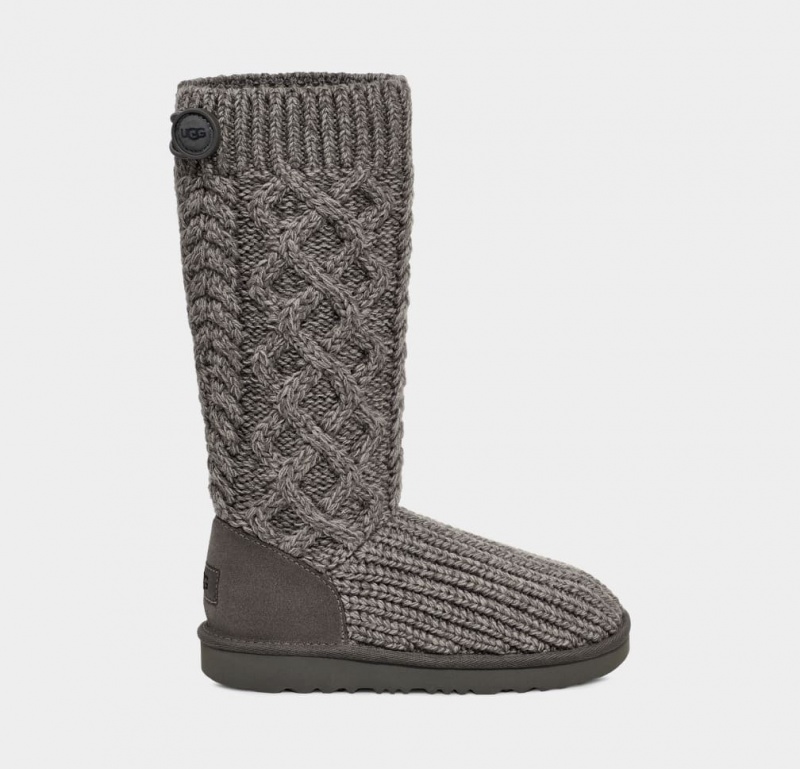 Ugg Klassiska Cardi Cabled Knit Stövlar Barn Grå | HD6529401