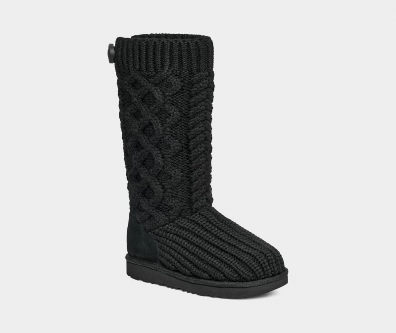 Ugg Klassiska Cardi Cabled Knit Stövlar Barn Svarta | JO6125804