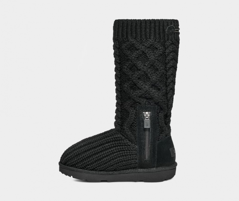 Ugg Klassiska Cardi Cabled Knit Stövlar Barn Svarta | JO6125804