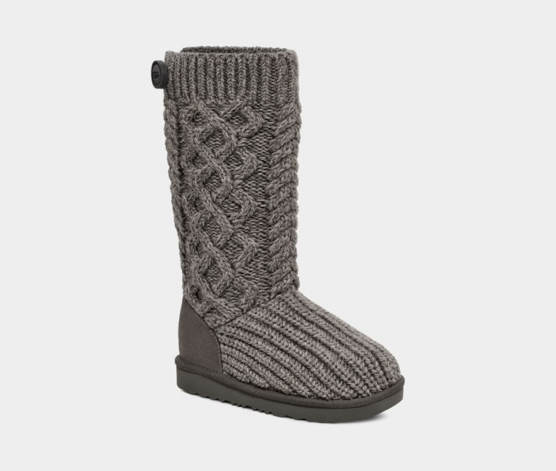 Ugg Klassiska Cardi Cabled Knit Stövlar Barn Grå | MX7462058