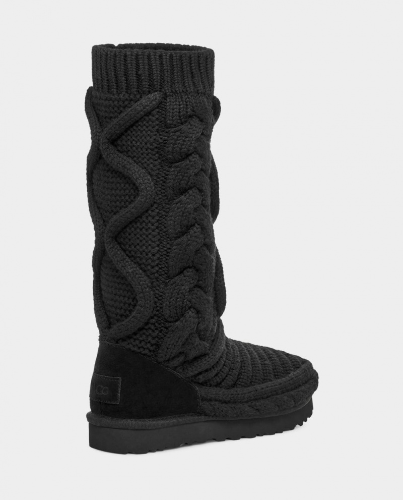 Ugg Klassiska Höga Tjock Knit Stövlar Dam Svarta | IQ7058631