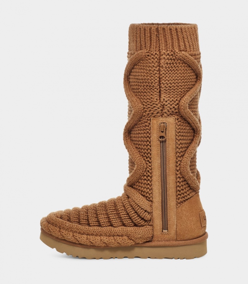 Ugg Klassiska Höga Tjock Knit Stövlar Dam Bruna | NP5709341