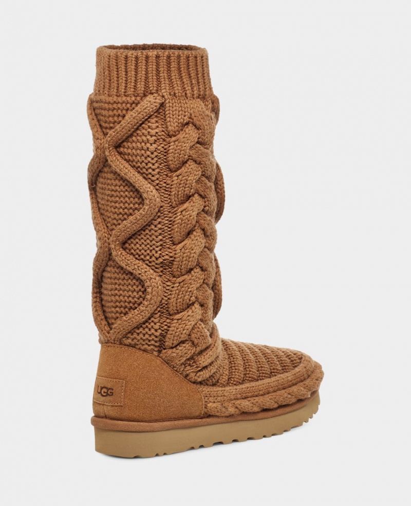 Ugg Klassiska Höga Tjock Knit Stövlar Dam Bruna | NP5709341