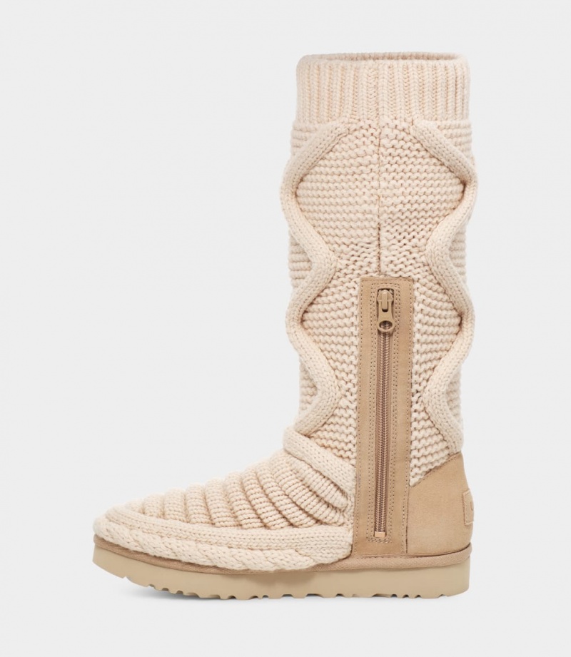 Ugg Klassiska Höga Tjock Knit Stövlar Dam Beige | VB1526930