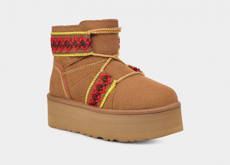 Ugg Klassiska Mini II Braid Platåstövlar Dam Bruna | XH4803619