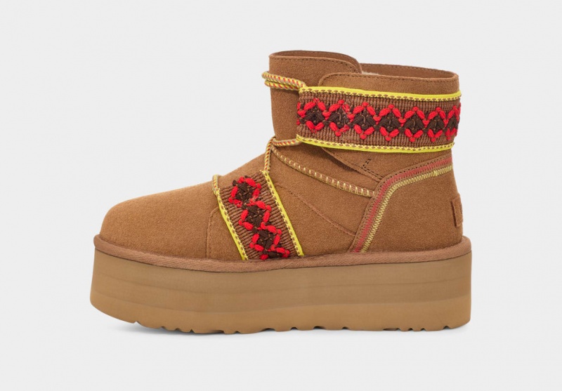 Ugg Klassiska Mini II Braid Platåstövlar Dam Bruna | XH4803619