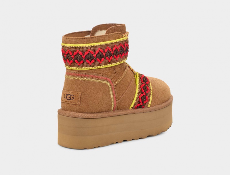 Ugg Klassiska Mini II Braid Platåstövlar Dam Bruna | XH4803619