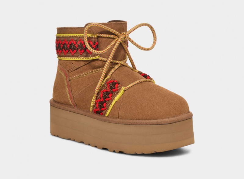 Ugg Klassiska Mini II Braid Platåstövlar Dam Bruna | XH4803619